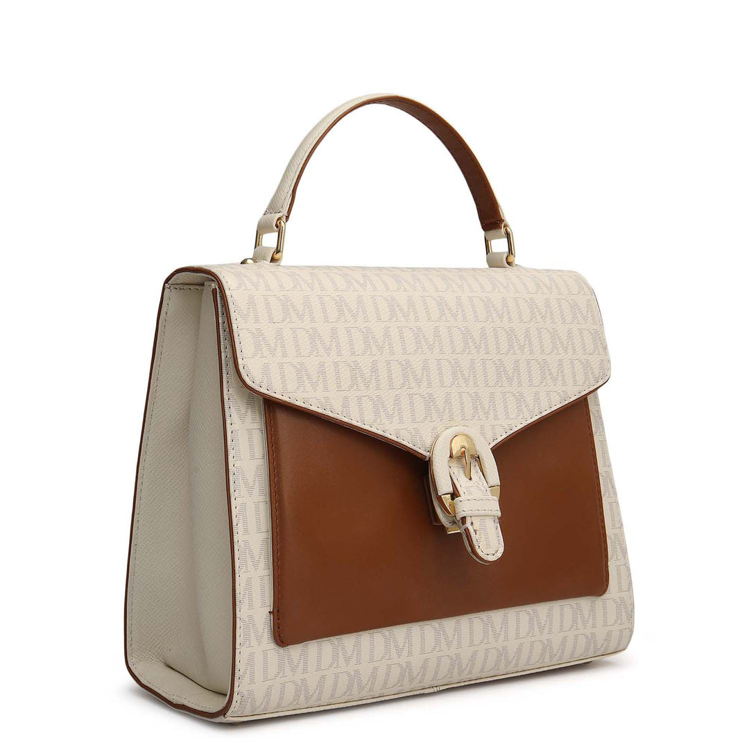 Small Monogram Leather Satchel - Marshmallow