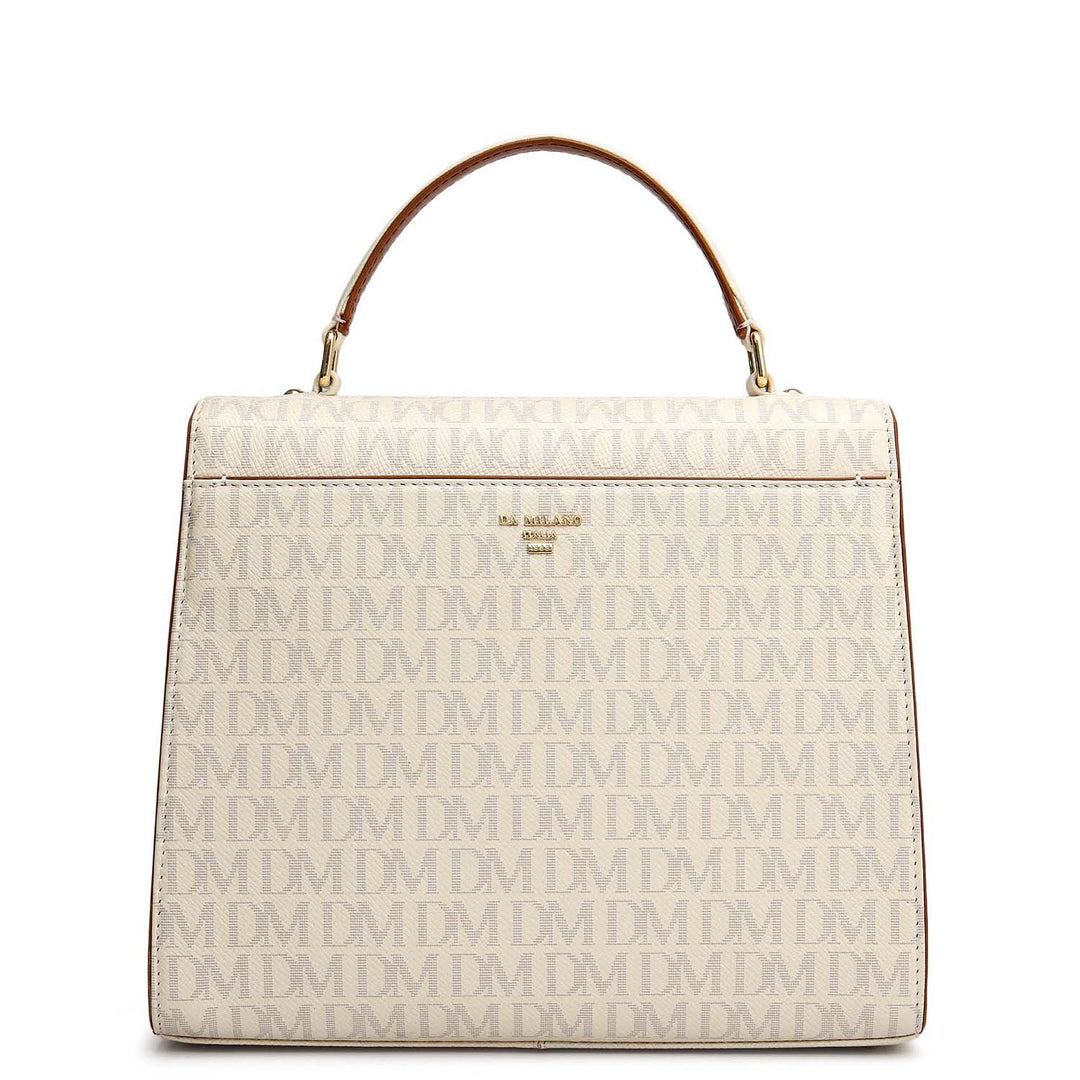 Small Monogram Leather Satchel - Marshmallow