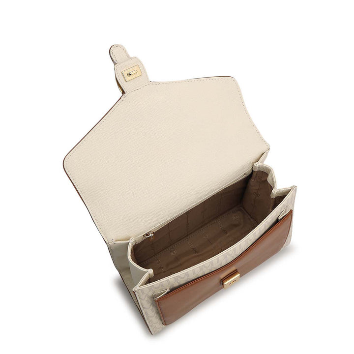 Small Monogram Leather Satchel - Marshmallow