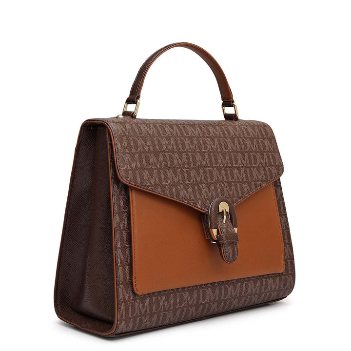 Small Monogram Leather Satchel - Walnut