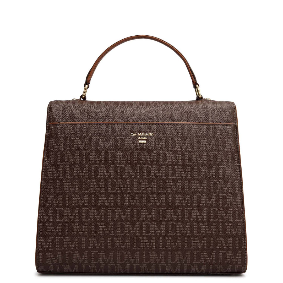 Small Monogram Leather Satchel - Walnut