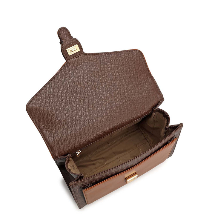 Small Monogram Leather Satchel - Walnut