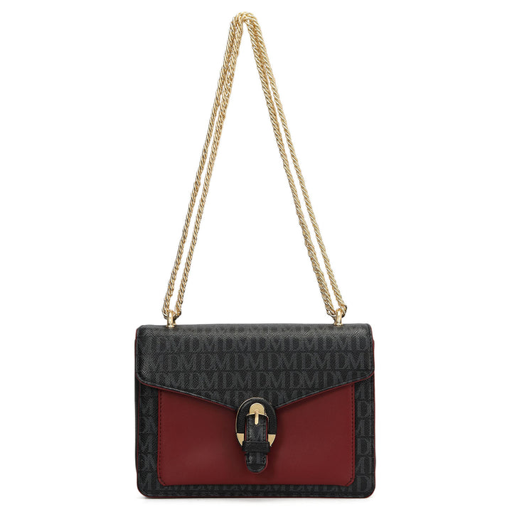 Small Monogram Plain Leather Shoulder Bag - Black