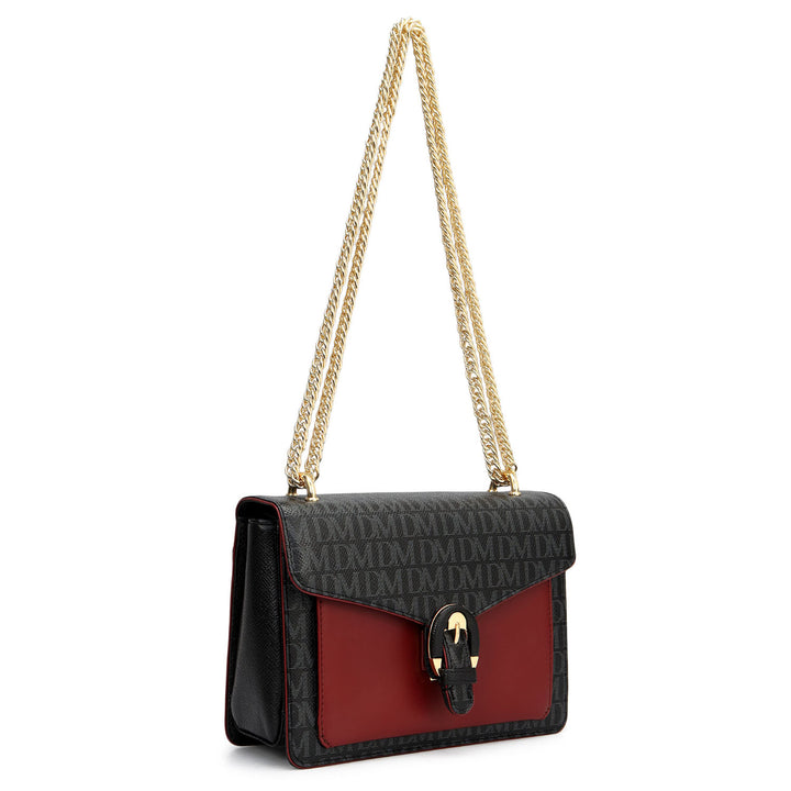 Small Monogram Plain Leather Shoulder Bag - Black