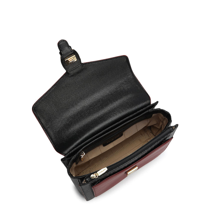 Small Monogram Plain Leather Shoulder Bag - Black