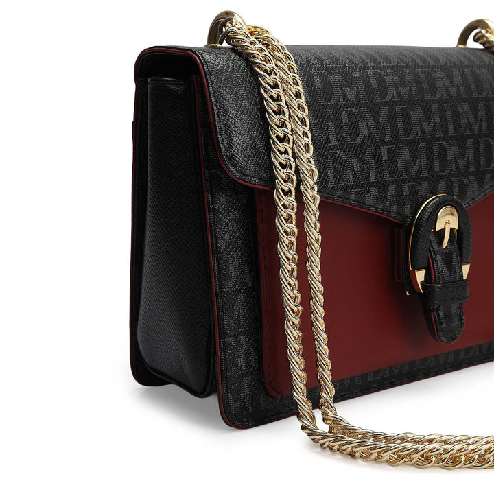 Small Monogram Plain Leather Shoulder Bag - Black