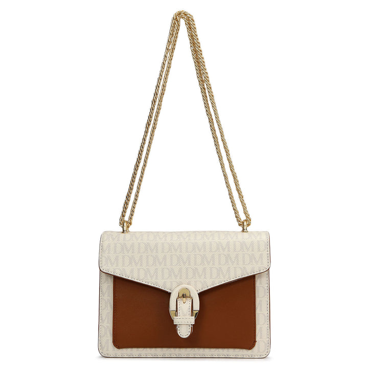 Small Monogram Plain Leather Shoulder Bag - Marshmallow