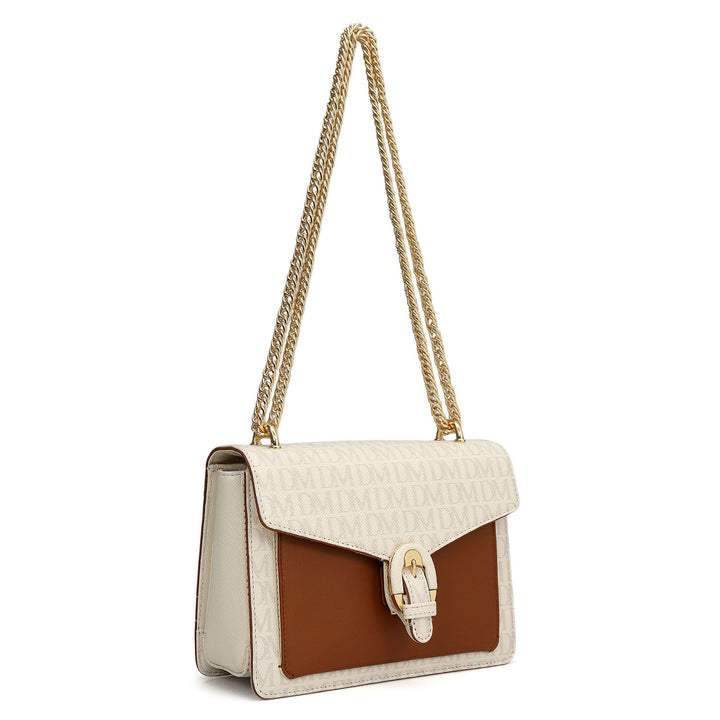 Small Monogram Plain Leather Shoulder Bag - Marshmallow
