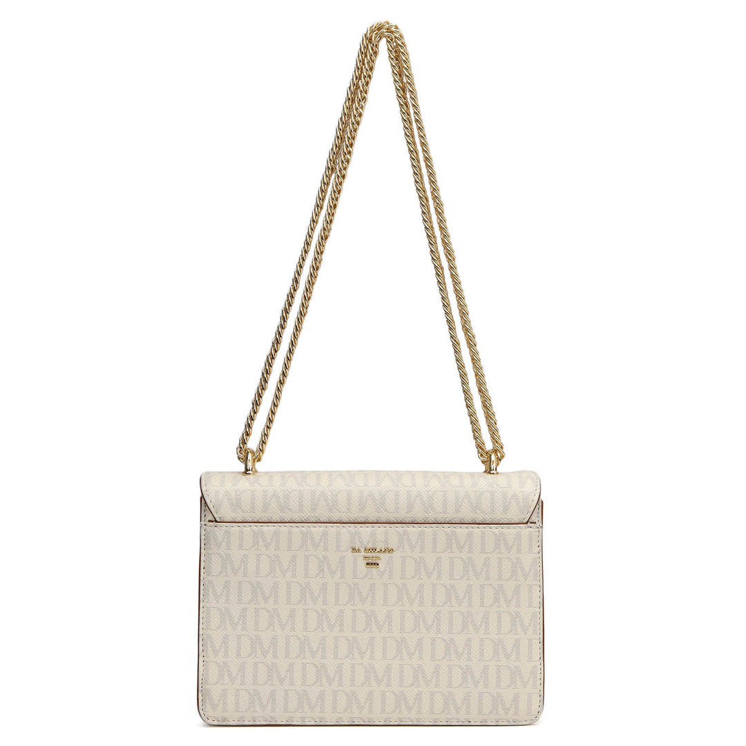 Small Monogram Plain Leather Shoulder Bag - Marshmallow
