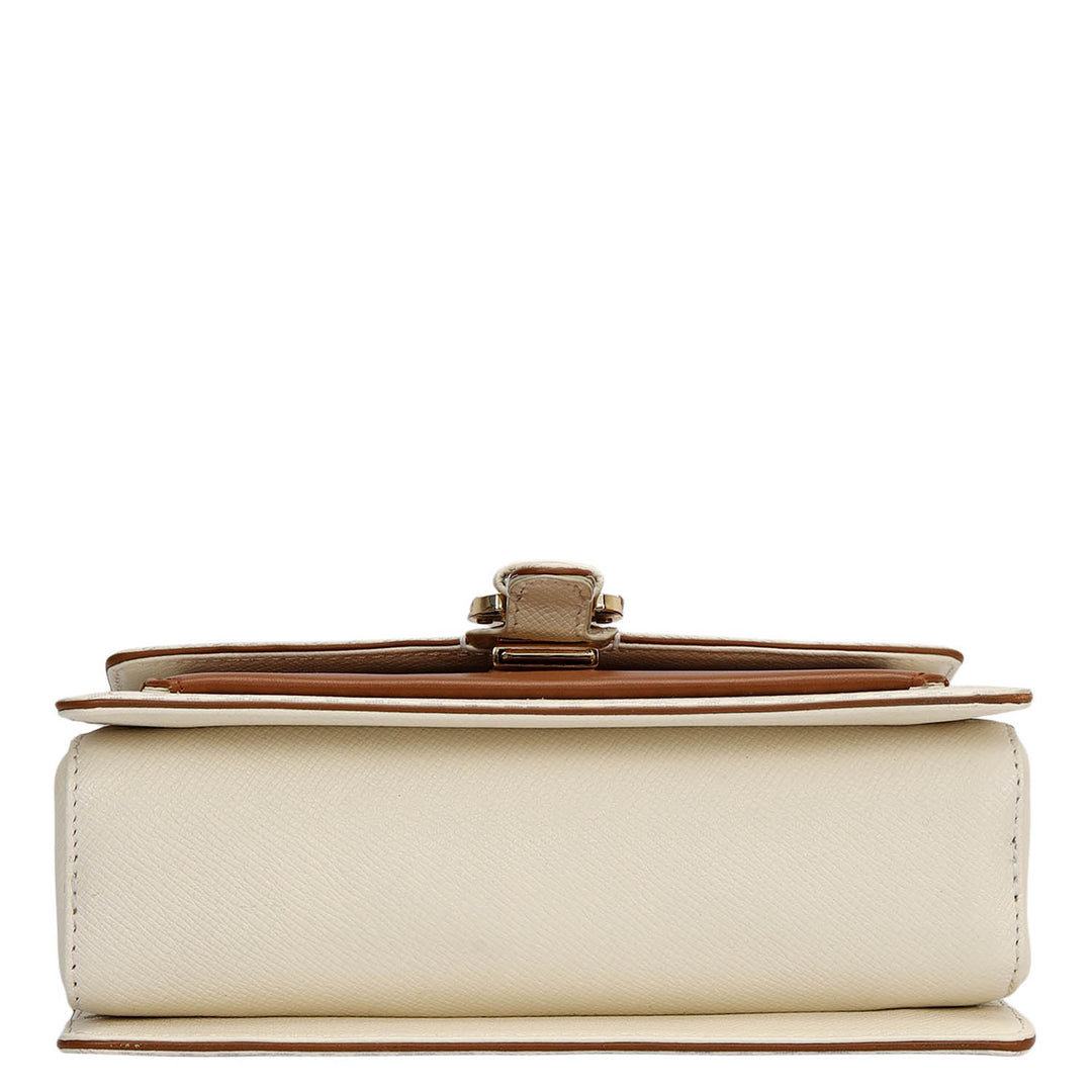 Small Monogram Plain Leather Shoulder Bag - Marshmallow