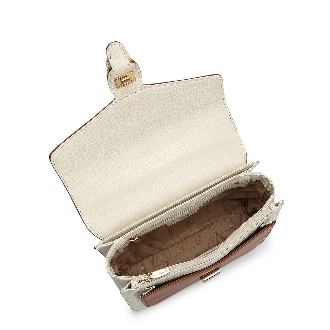 Small Monogram Plain Leather Shoulder Bag - Marshmallow