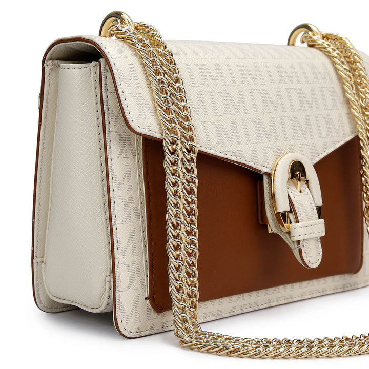 Small Monogram Plain Leather Shoulder Bag - Marshmallow