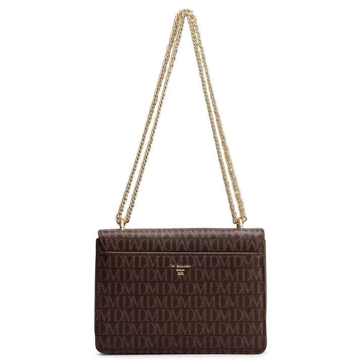 Small Monogram Plain Leather Shoulder Bag - Walnut & Lime