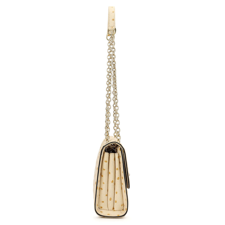 Ostrich-Embossed Double Chain Bag - Vanilla