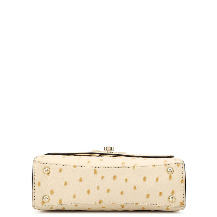 Ostrich-Embossed Double Chain Bag - Vanilla