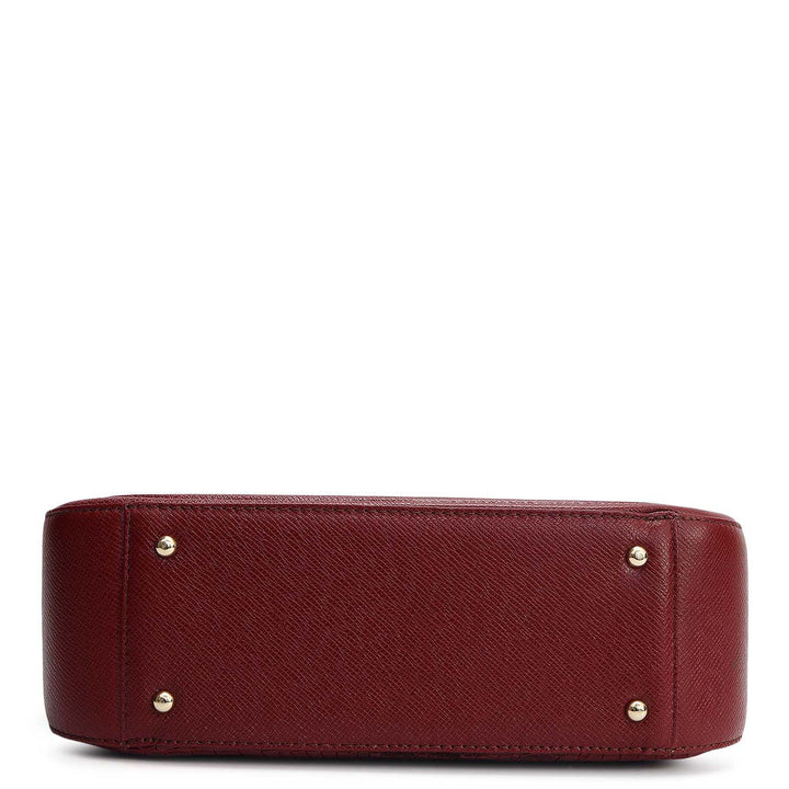 Small Croco Franzy Leather Satchel - Cherry