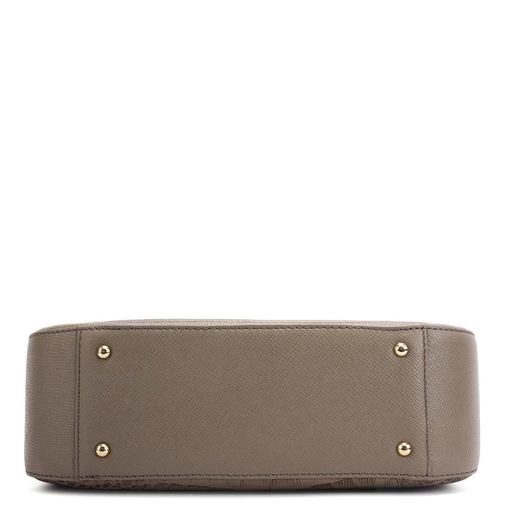 Small Croco Franzy Leather Satchel - Smoke Grey