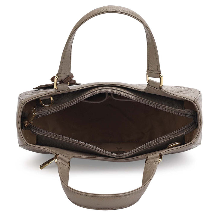 Small Croco Franzy Leather Satchel - Smoke Grey