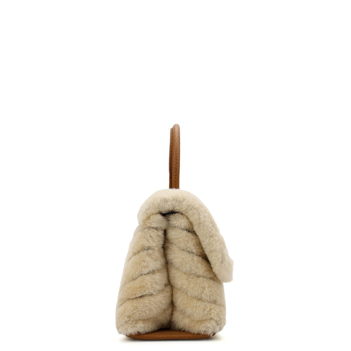 Fur Top Handle Bag - Off White
