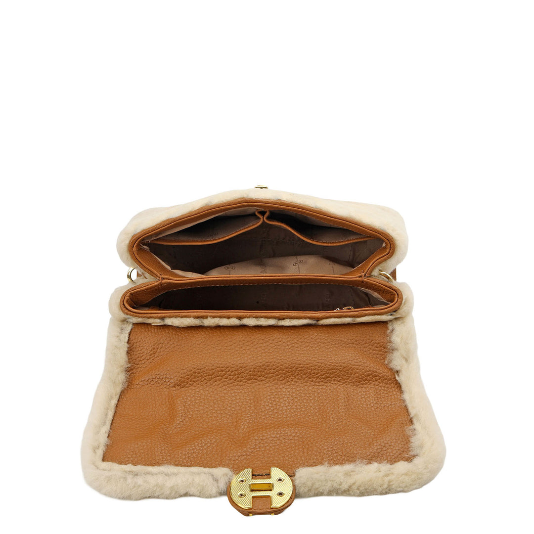 Fur Top Handle Bag - Off White