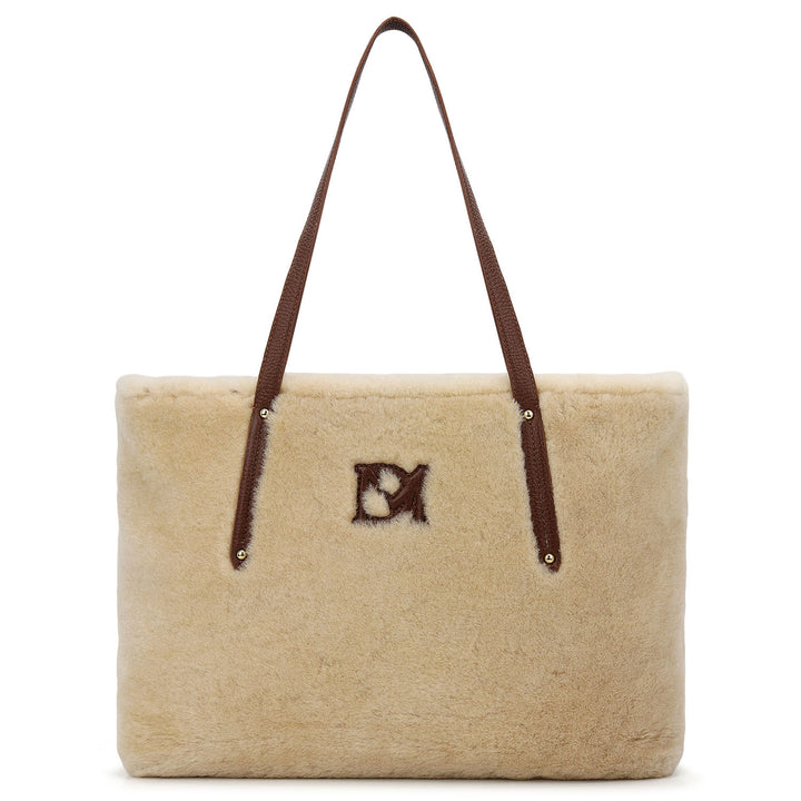 Fur Shopper Bag - Beige