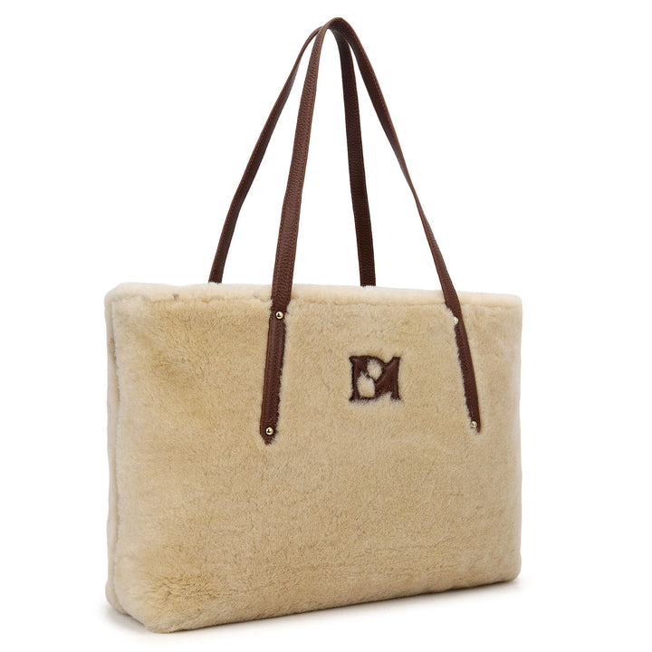 Fur Shopper Bag - Beige