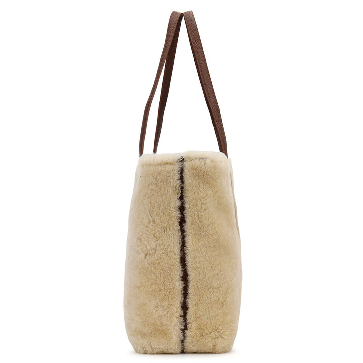 Fur Shopper Bag - Beige