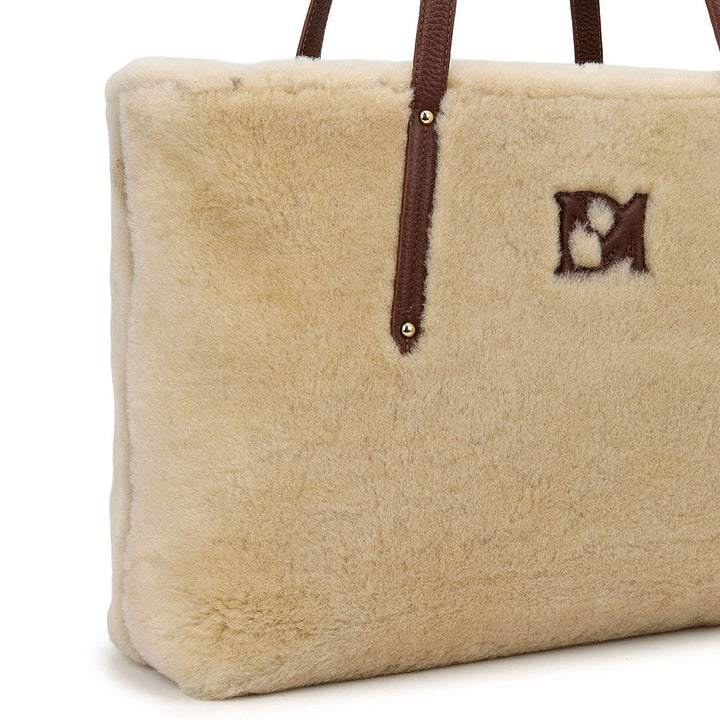 Fur Shopper Bag - Beige