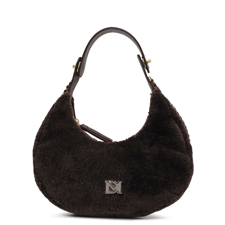Medium Fur Leather Hobo - Brown