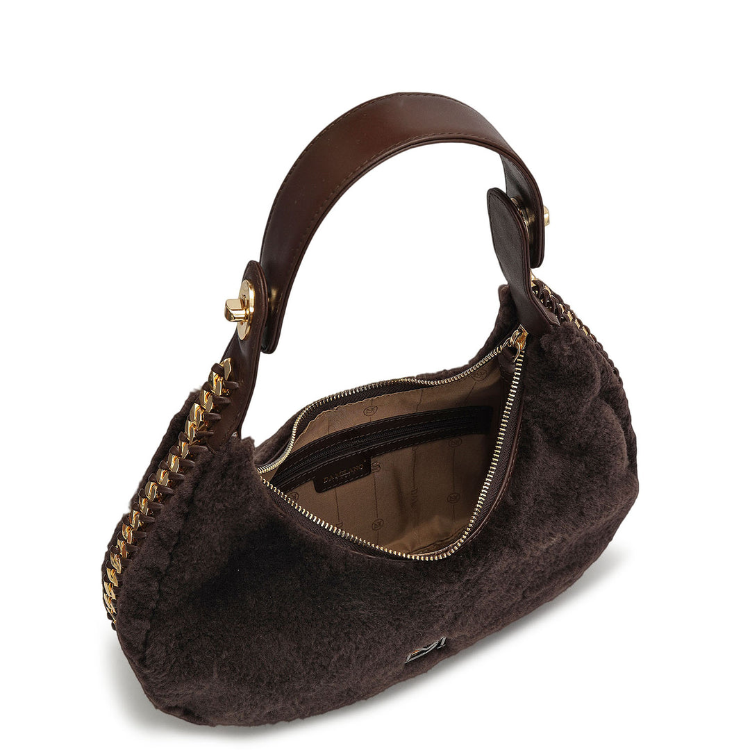 Medium Fur Leather Hobo - Brown