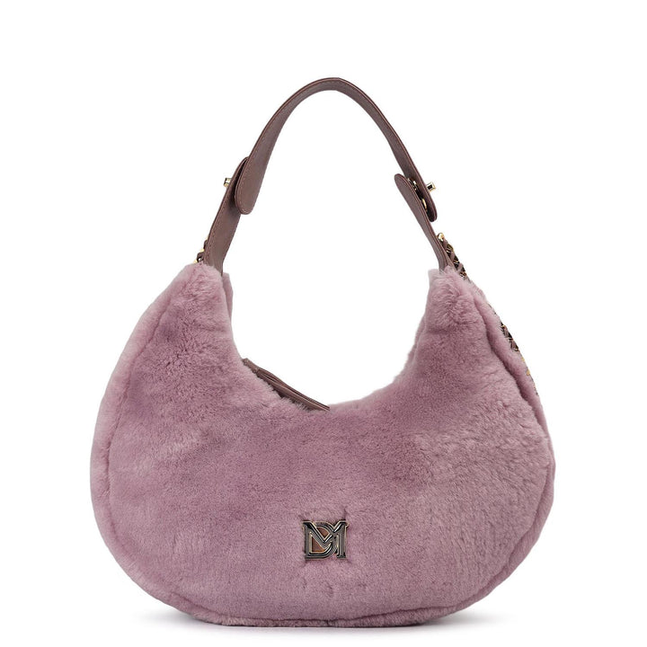 Medium Fur Leather Hobo - Purple