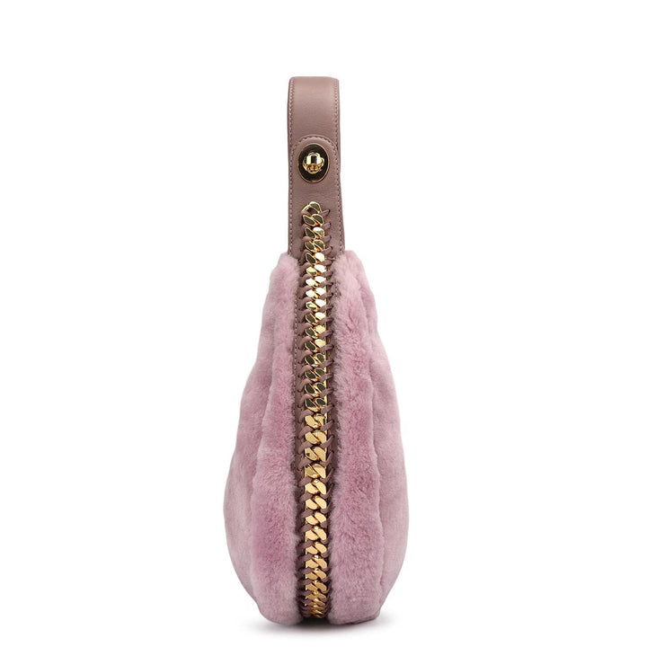 Medium Fur Leather Hobo - Purple