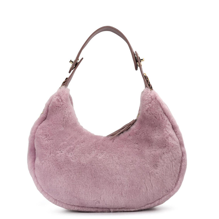 Medium Fur Leather Hobo - Purple