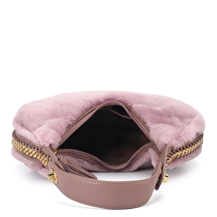 Medium Fur Leather Hobo - Purple