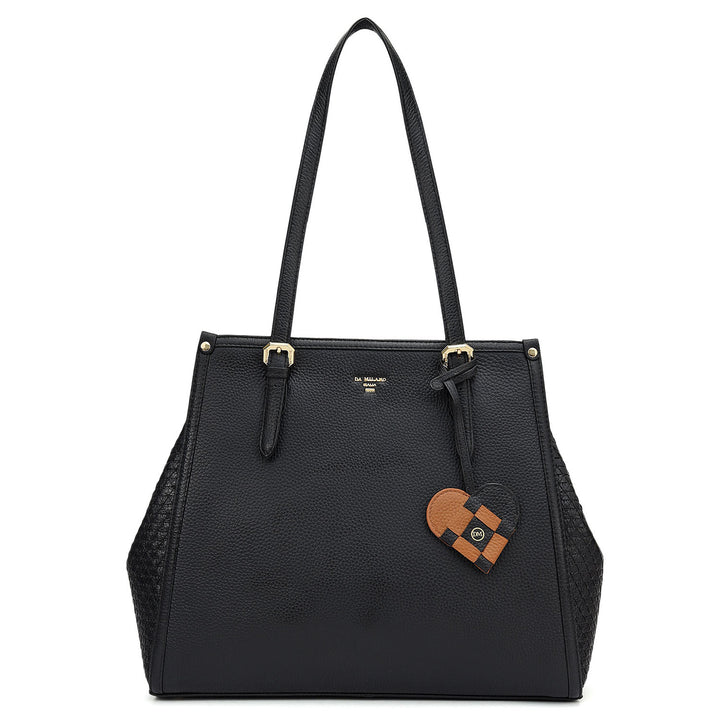 Medium Wax Mat Leather Tote - Black