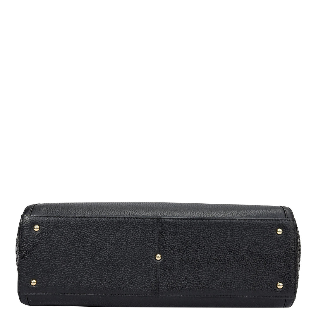 Medium Wax Mat Leather Tote - Black