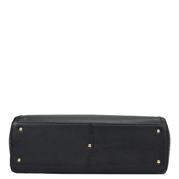 Medium Wax Mat Leather Tote - Black