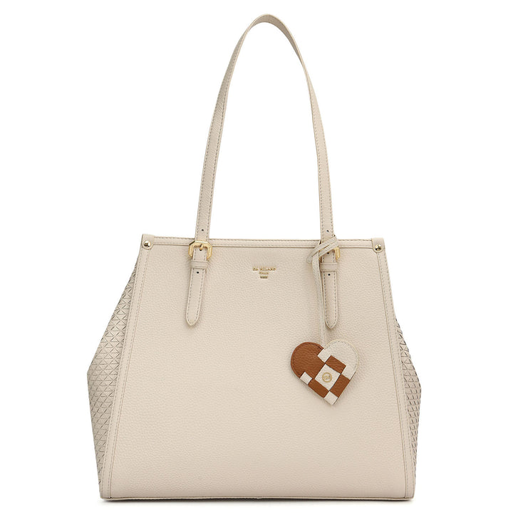 Medium Wax Mat Leather Tote - Marshmallow