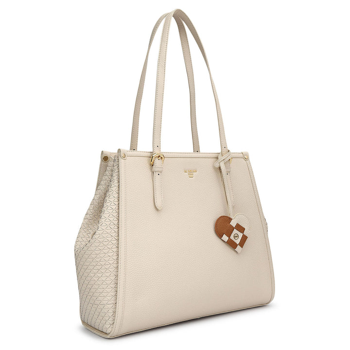 Medium Wax Mat Leather Tote - Marshmallow