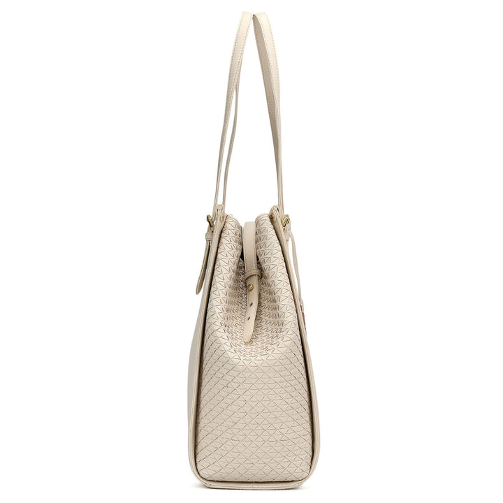 Medium Wax Mat Leather Tote - Marshmallow