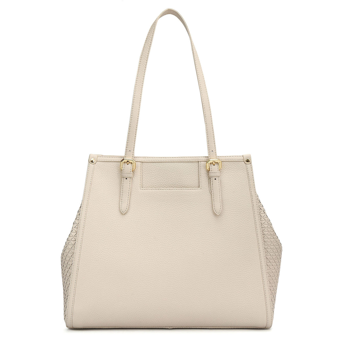 Medium Wax Mat Leather Tote - Marshmallow