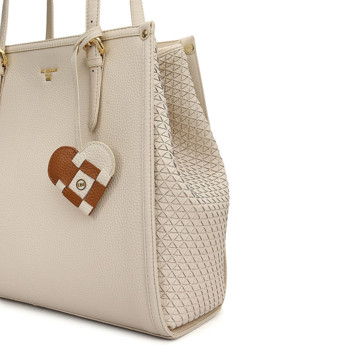 Medium Wax Mat Leather Tote - Marshmallow