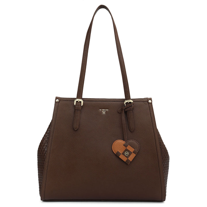 Medium Wax Mat Leather Tote - Mocha