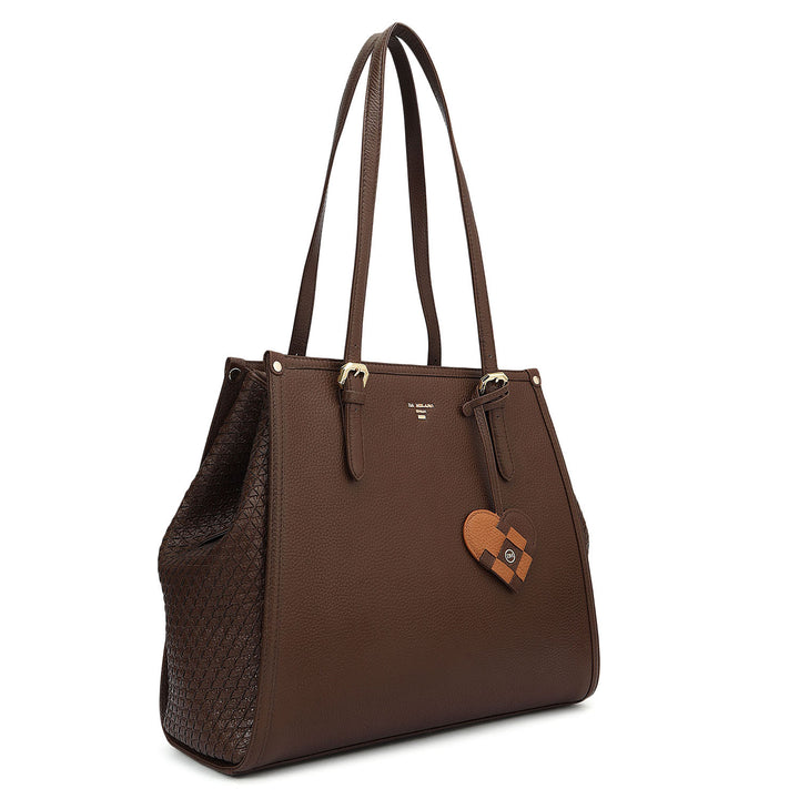 Medium Wax Mat Leather Tote - Mocha