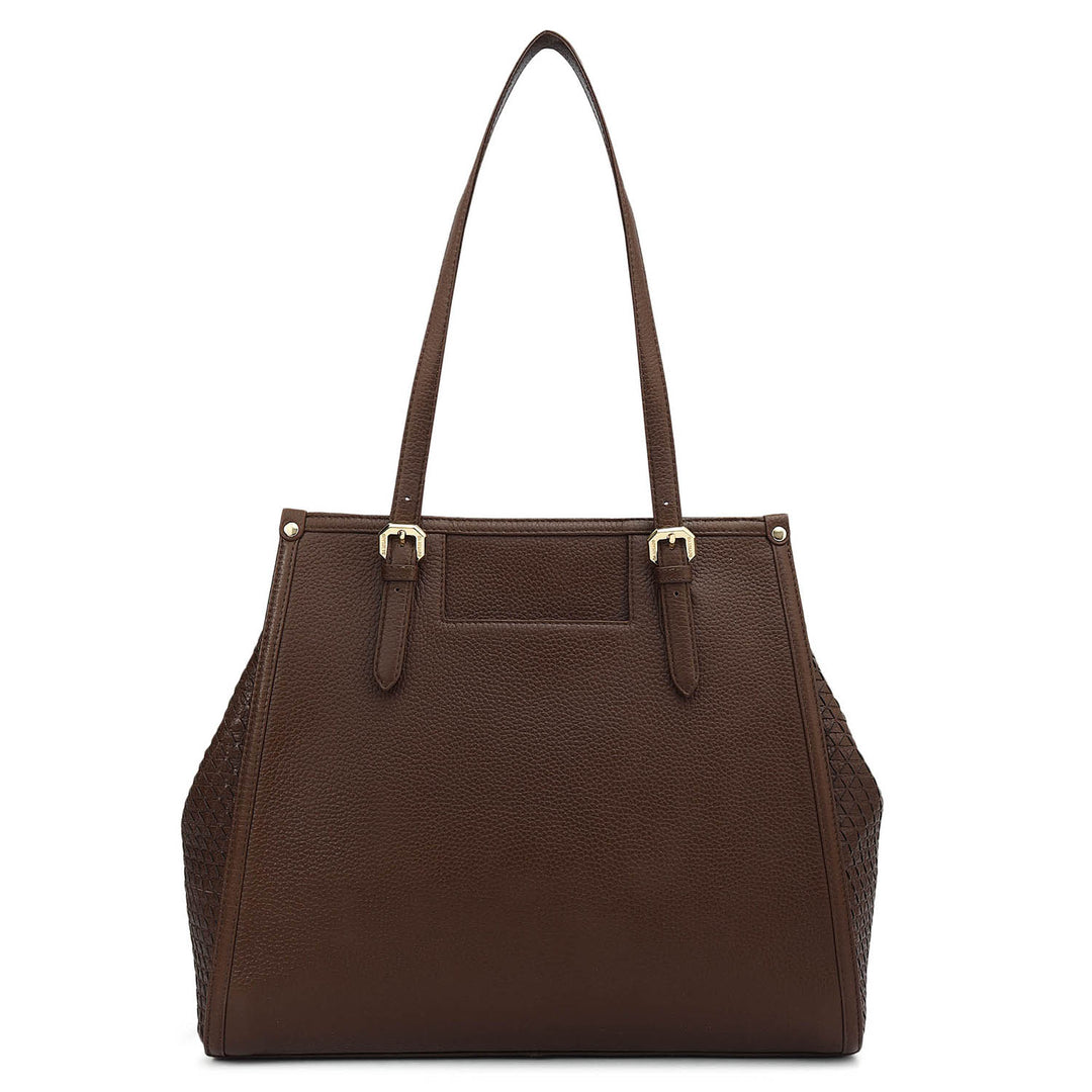 Medium Wax Mat Leather Tote - Mocha