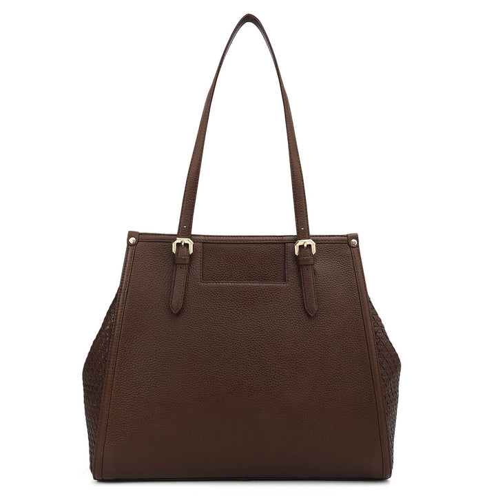 Medium Wax Mat Leather Tote - Mocha