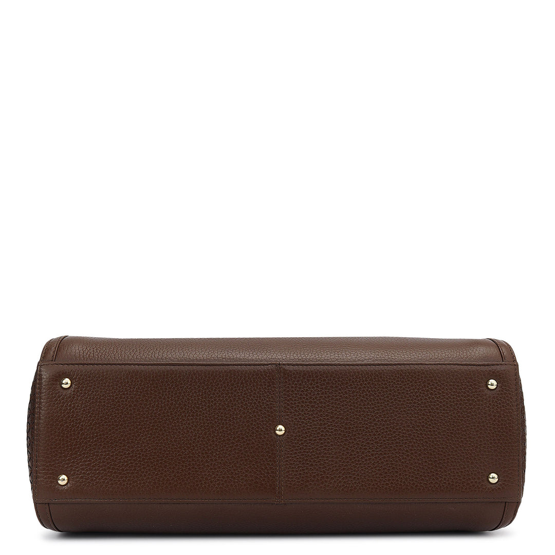 Medium Wax Mat Leather Tote - Mocha