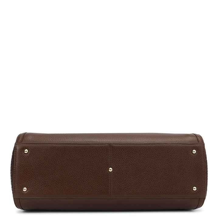 Medium Wax Mat Leather Tote - Mocha