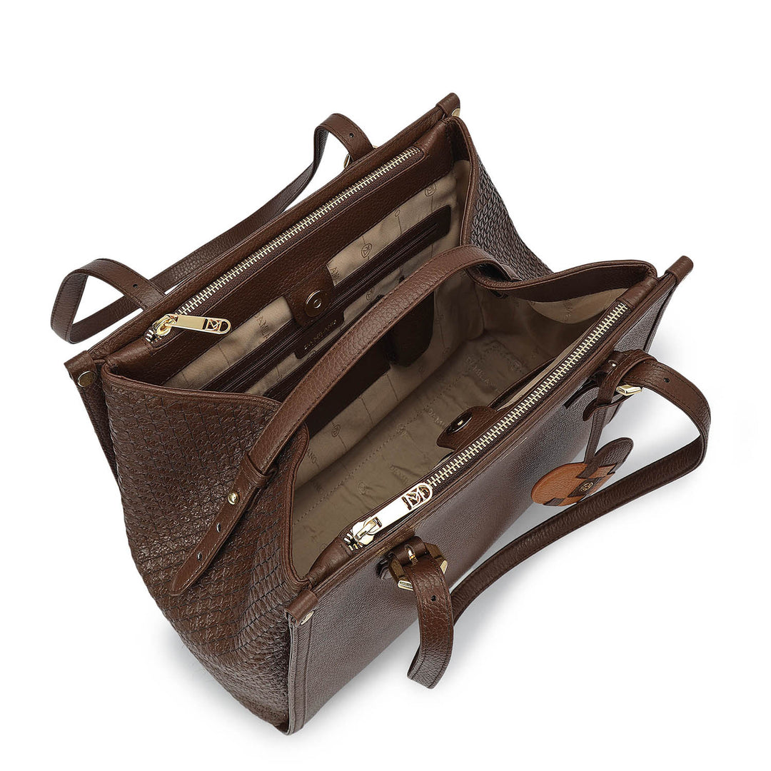 Medium Wax Mat Leather Tote - Mocha