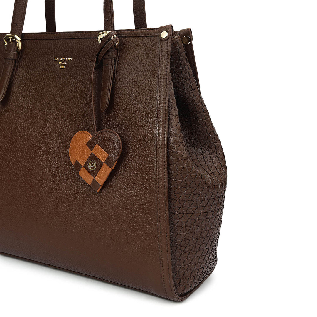 Medium Wax Mat Leather Tote - Mocha